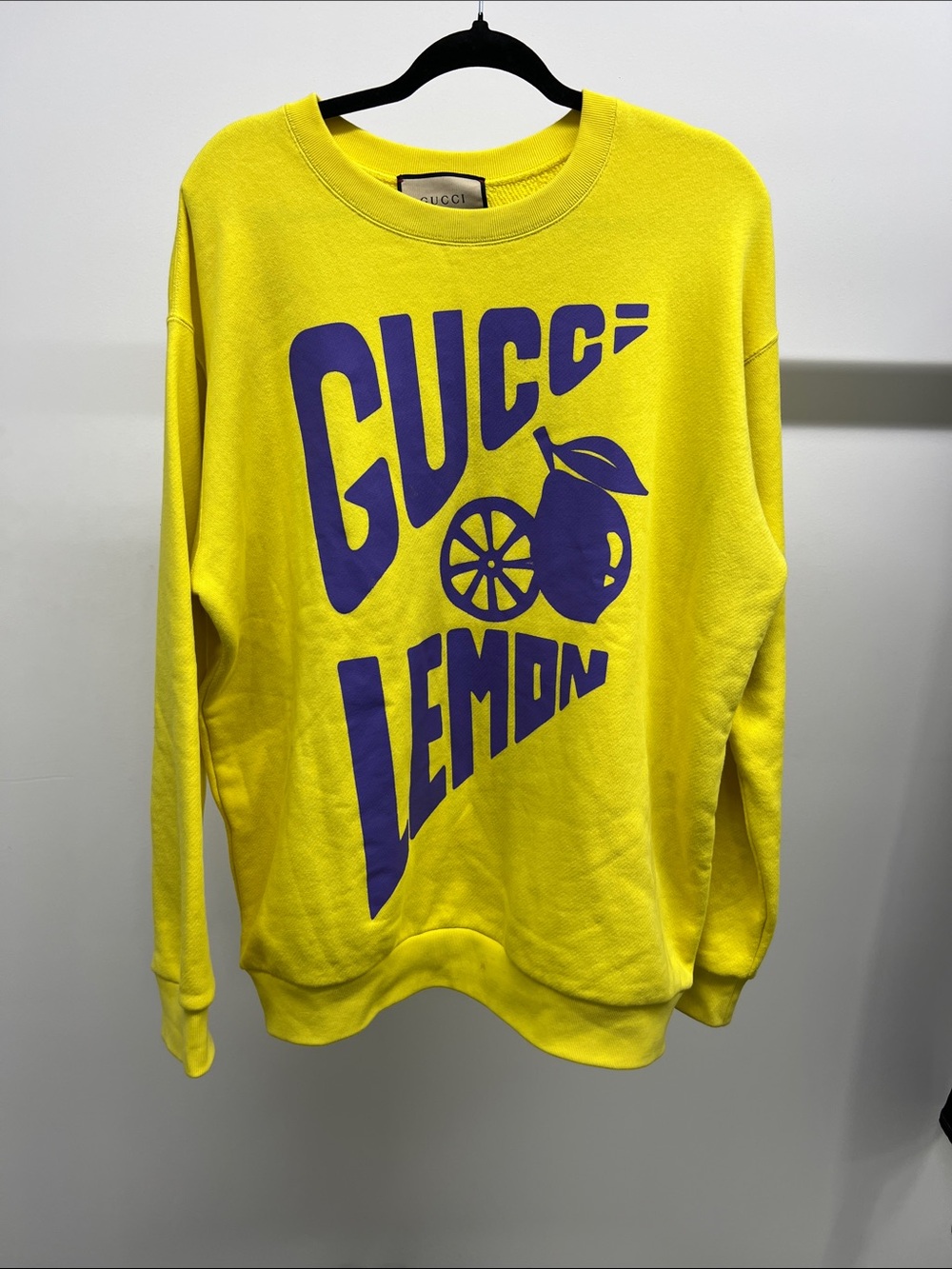 Gucci Yellow Sweatshirt with Purple Lemon Graphic